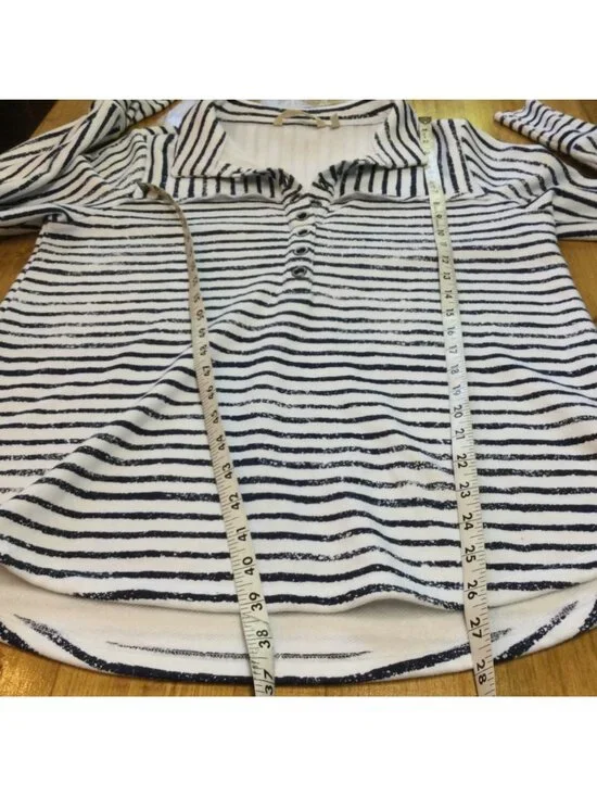 Soft Surroundings Striped Pullover Tunic Top Size M Navy White Nautical Preppy - Picture 7 of 7